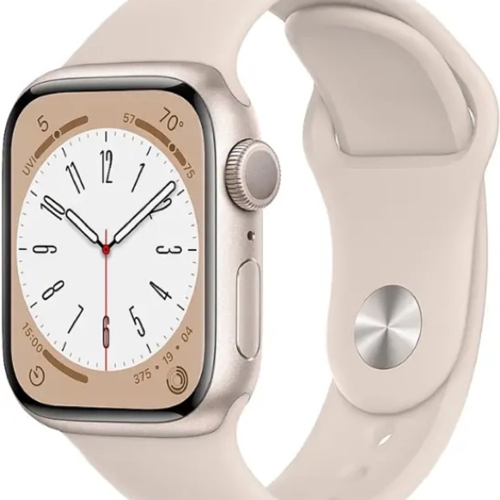 Apple Cream Smartwatch with Square Face and Silicone Band